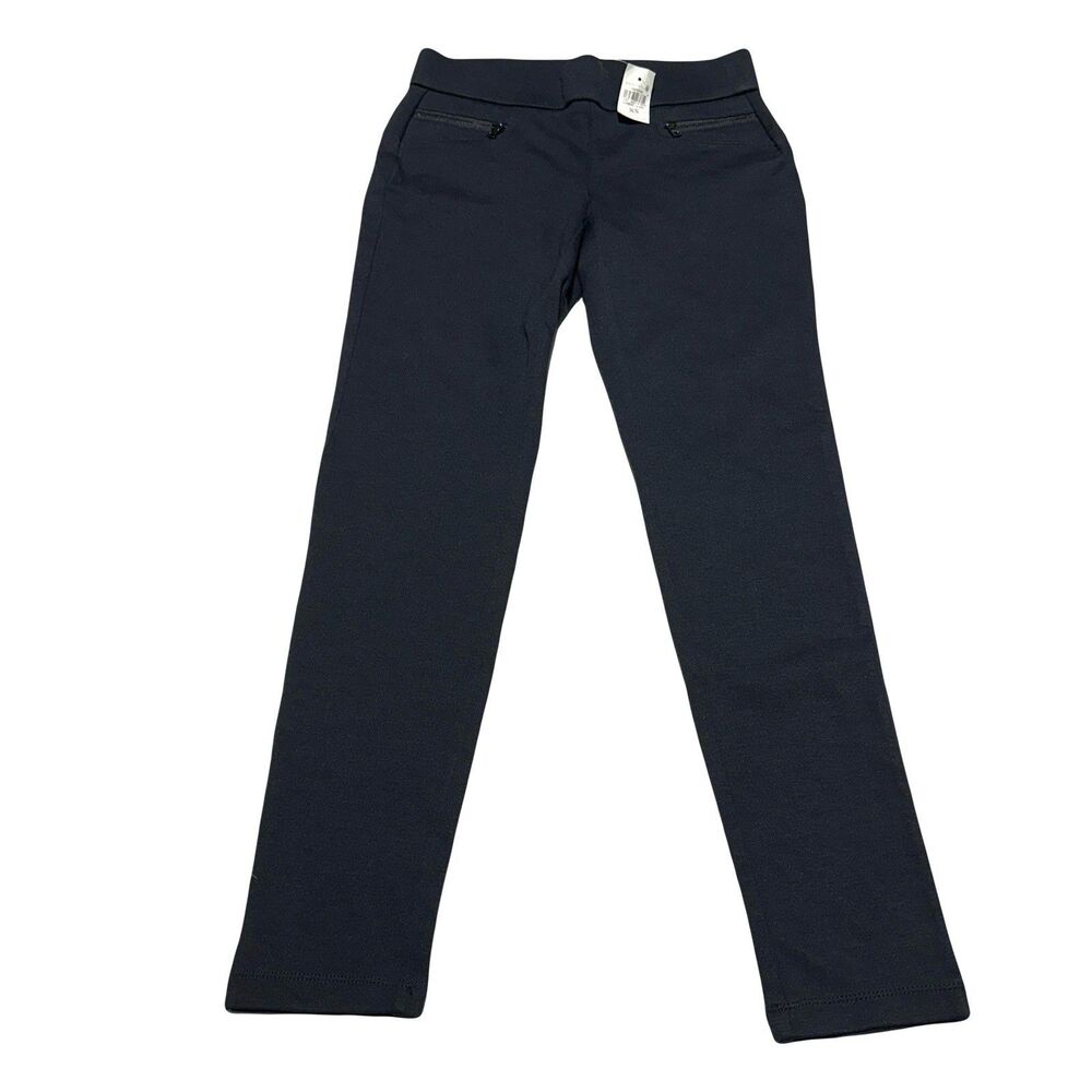 Ann Taylor Skinny Ankle Ponte Pants Womens Size XS Black Pull On Zip Pockets NWT